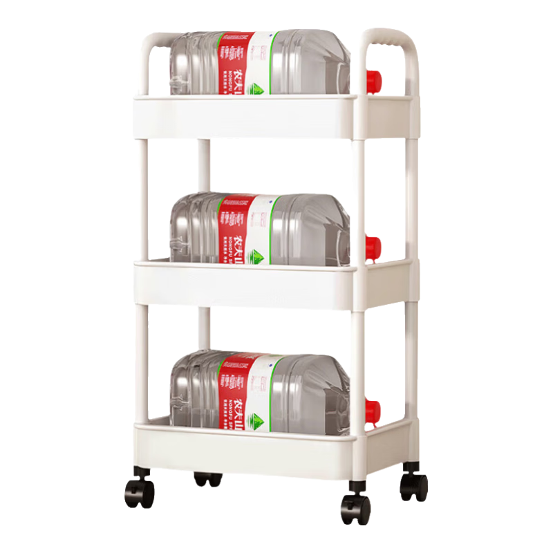 Jinlongxing Baby Stroller Storage Rack, Multi-Layer Bathroom Kitchen Floor-Standing Vegetable Snack Movable Storage Shelf, 3 Tiers