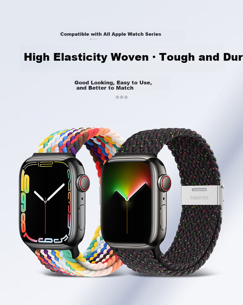 Binghong Apple Watch Ultra 3 Band Woven Strap for Apple Watch Ultra 2/SE3/S11/S10/S9/S8/SE2 Unisex - Starlight Color 3