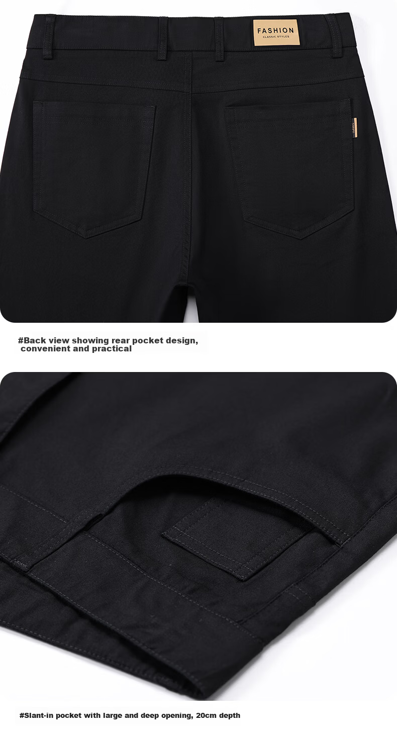 ROMON Men's Pants Spring and Autumn Pure Cotton High-Quality Versatile Durable Workwear Denim Light Business Casual Trousers Gray 31 15
