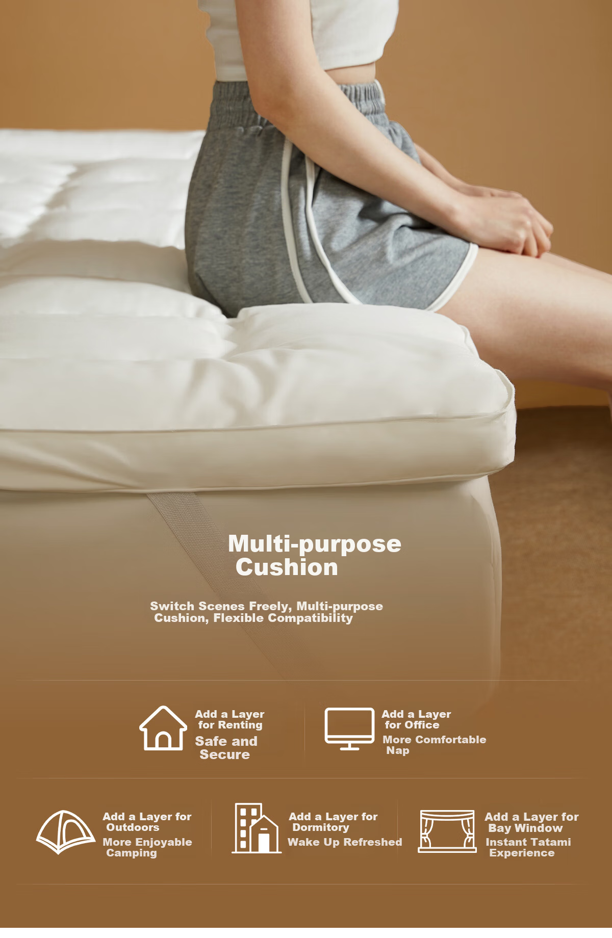 MIDO HOUSE Mingdu Pure Cotton Mattress Protector Tatami Mattress Pad for Student Dormitory, Thickened Version, 150*200cm 14