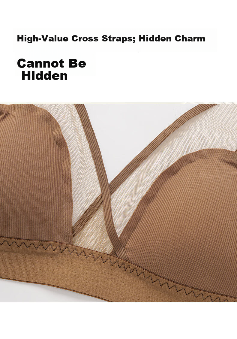 Bandgewoo Pure Desire Lace Thin Breathable French Style Bunny Ear Wireless Bra for Large Bust Slimming 5