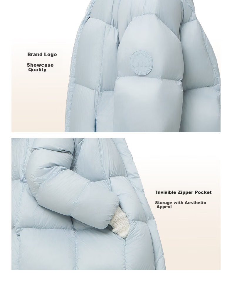 Meilicheng Women's Lightweight Warm Winter Mid-Length Three-Proof Sports Versatile Goose Down Jacket 109 Glacier Blue M 13