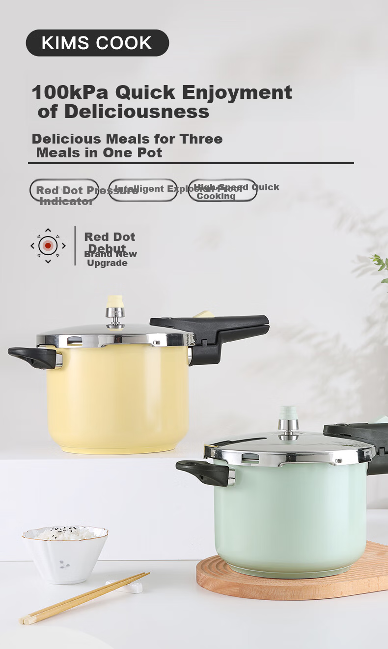 Kims Cook Classic Pressure Cooker 304 Thickened Stainless Steel Explosion-Proof Pressure Cooker Household Gas and Induction Cooker Compatible - Yellow 1