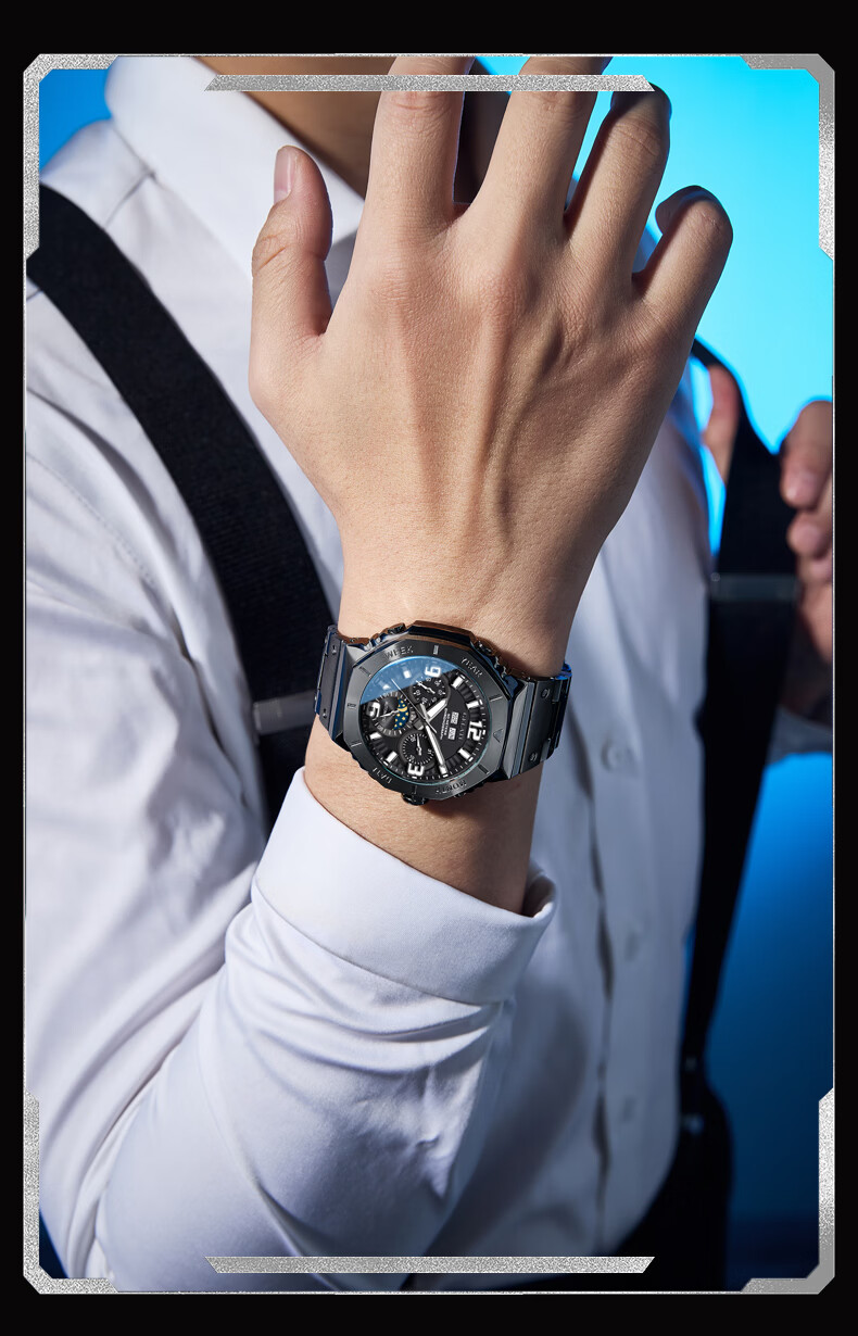 GELATU Men's Automatic Skeleton Mechanical Multifunction Waterproof Luminous Trendy Mecha High-End Stainless Steel Watch 6