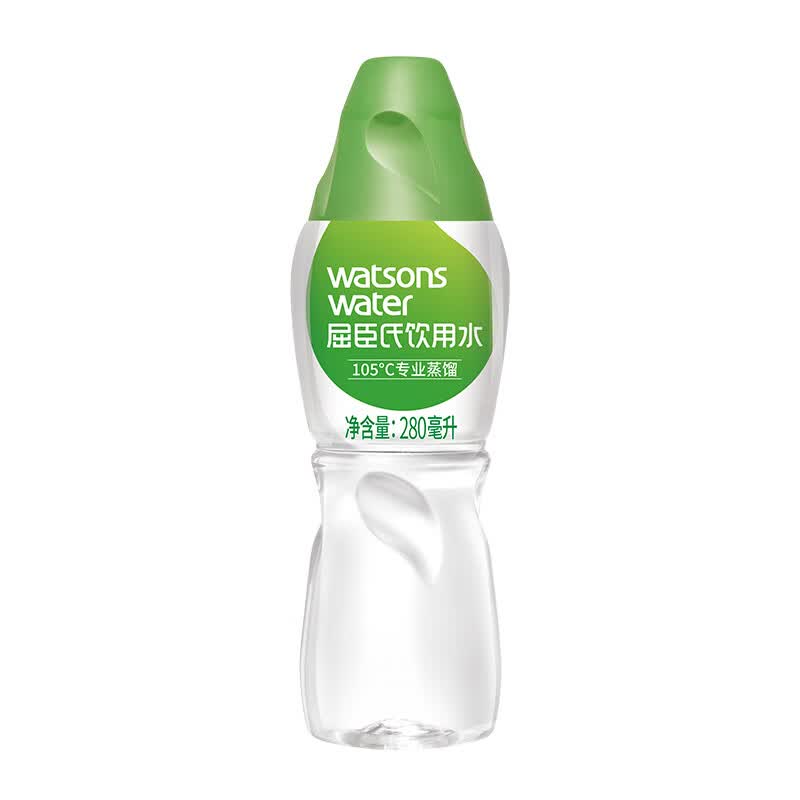 屈臣氏蒸馏水纯净水280ml*35瓶整箱装小瓶装水饮用水会议出行敷脸水疗