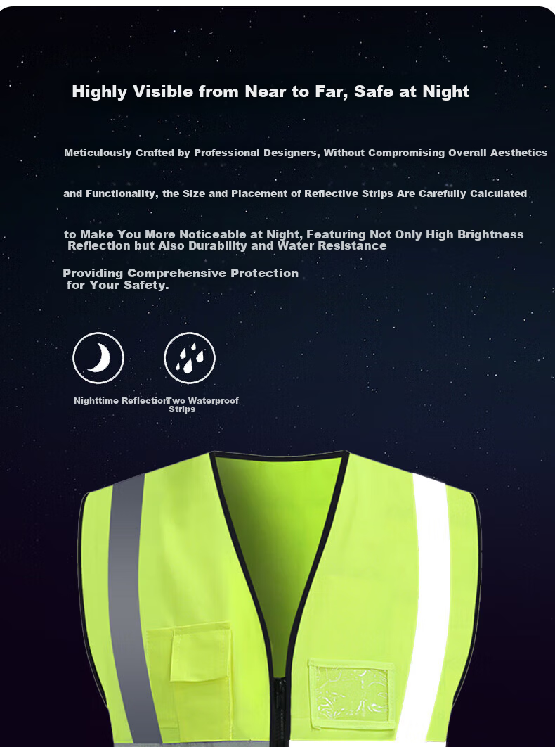 Haosikepu Reflective Vest Construction Warehouse Typhoon Warning Breathable High-Visibility Safety Vest [Same/Next Day Delivery] Orange Multi-Pocket Zipper 5