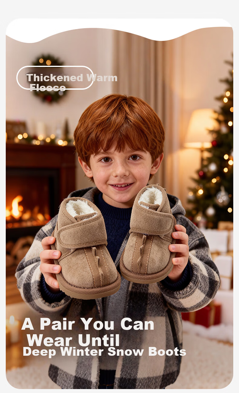 DAVE & BELLA Boys' Snow Boots Kids Fleece-Lined Cotton Shoes Winter Children's Warm Girls' Boots 1