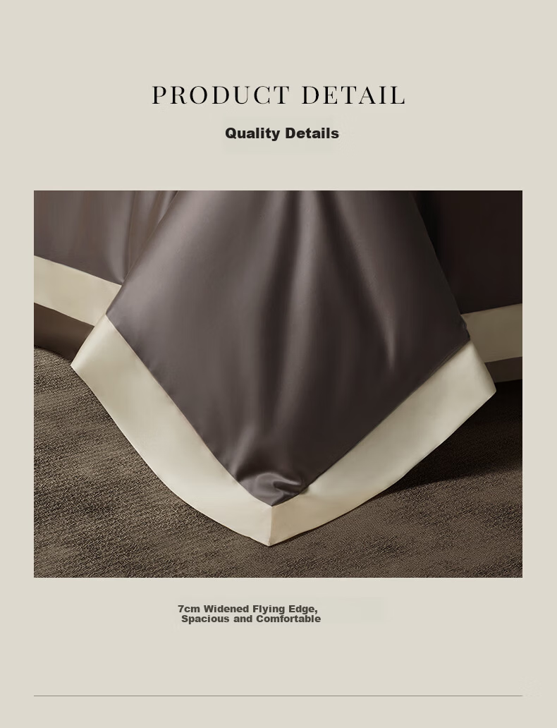 Kang'erxin Premium 4-Piece Set 100-Thread Count Sateen Cotton Bed Sheet and Duvet Cover Hotel Bedding Deep Twilight Gray 1.5m Bed 7