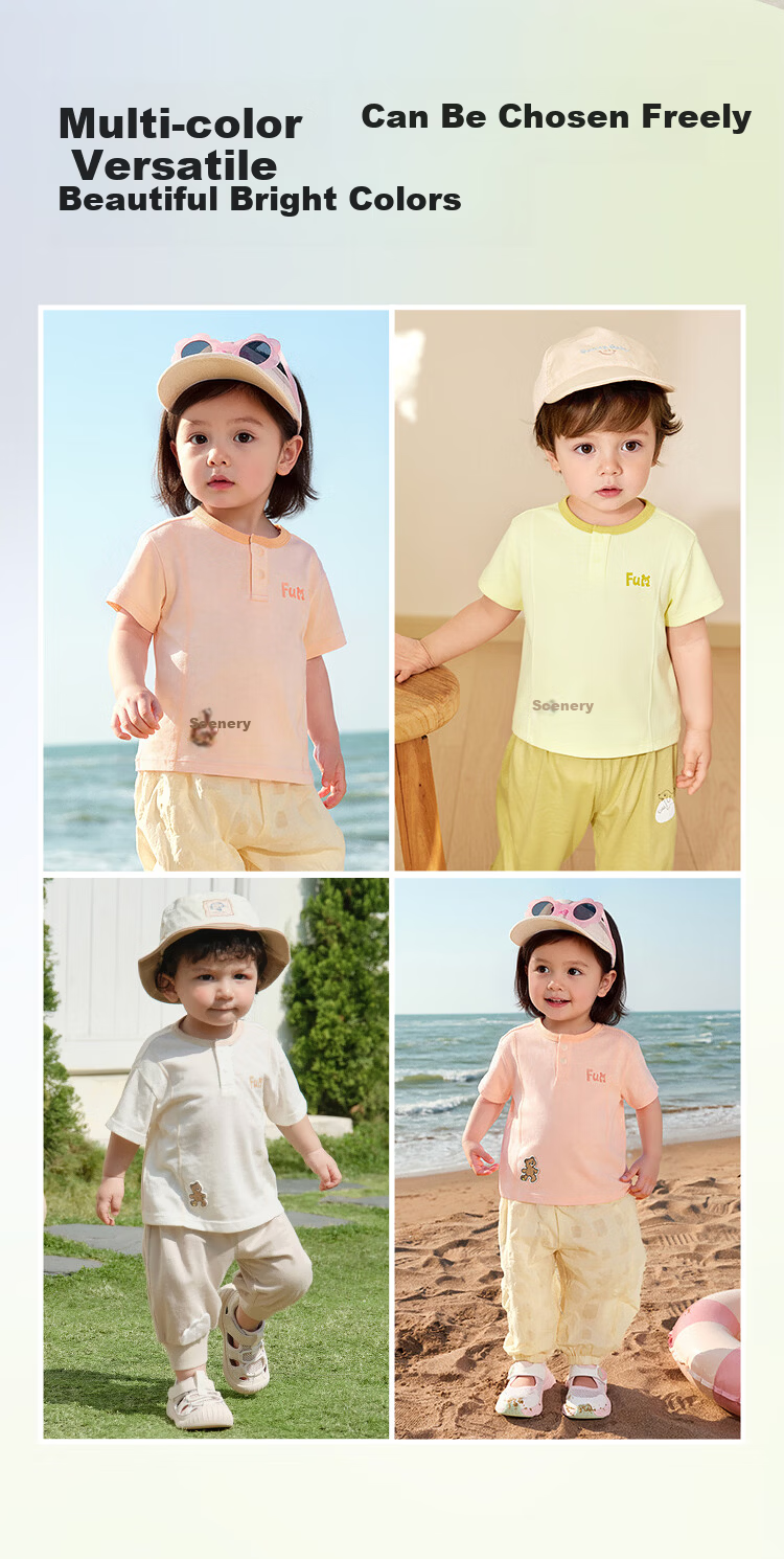 Balabala【balaOne】Baby Short Sleeve T-Shirt Infant Top 2026 Soft Comfortable Fresh Cute 7