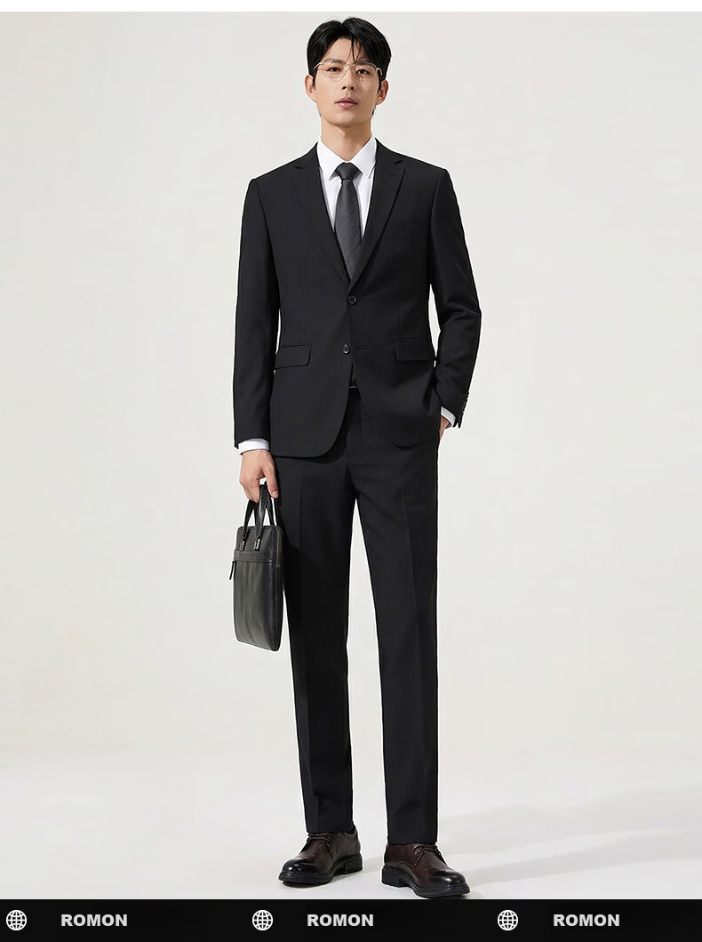 ROMON Men's Slim Fit Business Suit Groom Wedding Tuxedo Formal Blazer Set 1