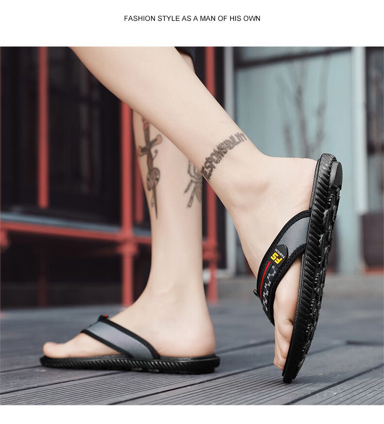 TonLion Men's Flip Flops 2026 Summer Woven Texture Soft Sole Beach Sandals Black Size 41 6