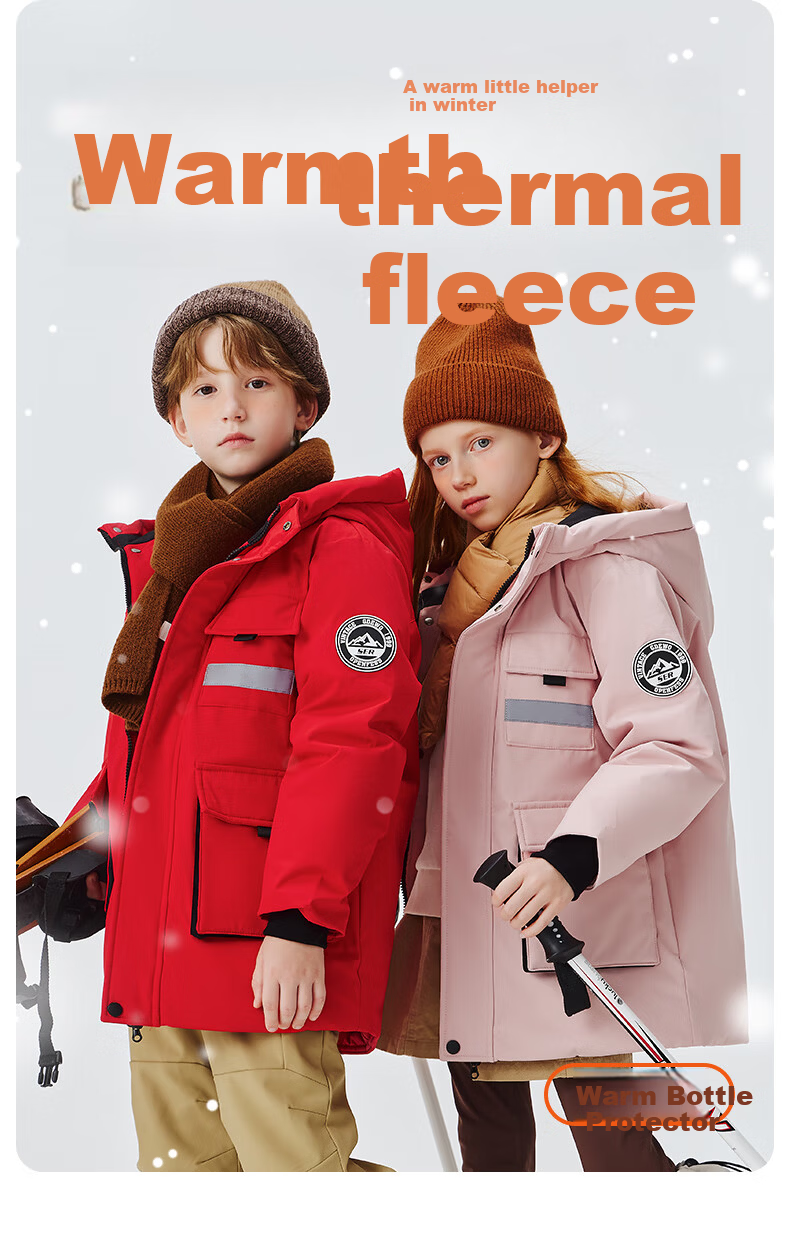 SNOWFLYING Kids Down Jacket Boys Girls Winter Thick Warm Pink 170 1