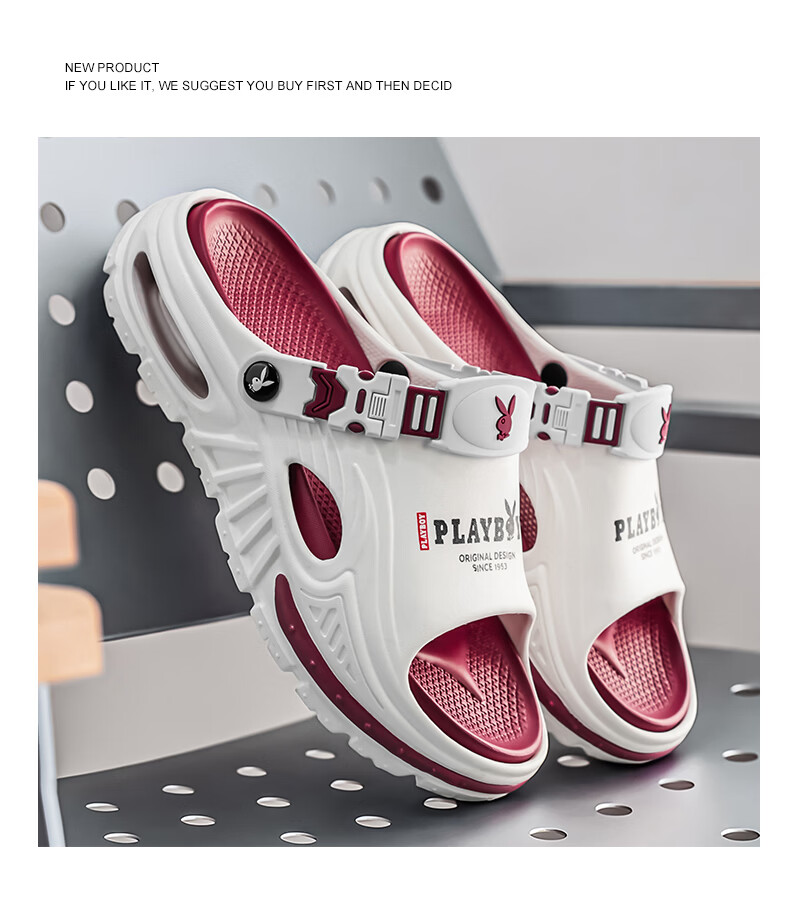 PLAYBOY 2026 Summer New Open Toe Sandals Men Soft Sole Casual Slip-On Outdoor Beach Shoes 9