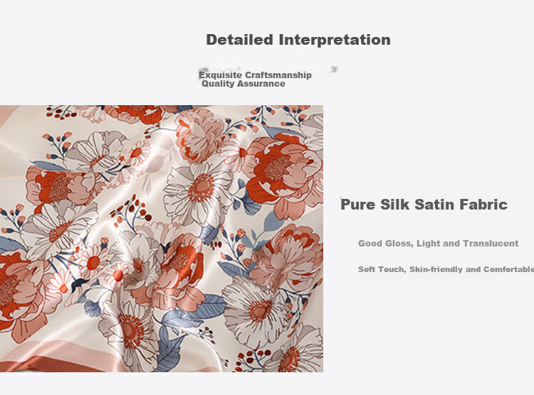 Shanghai Gushi Silk Scarf, 100% Mulberry Silk Satin Square Scarf, Gift Box, Birthday Present for Mom Or Girlfriend, Valentine's Day Gift, Red 2