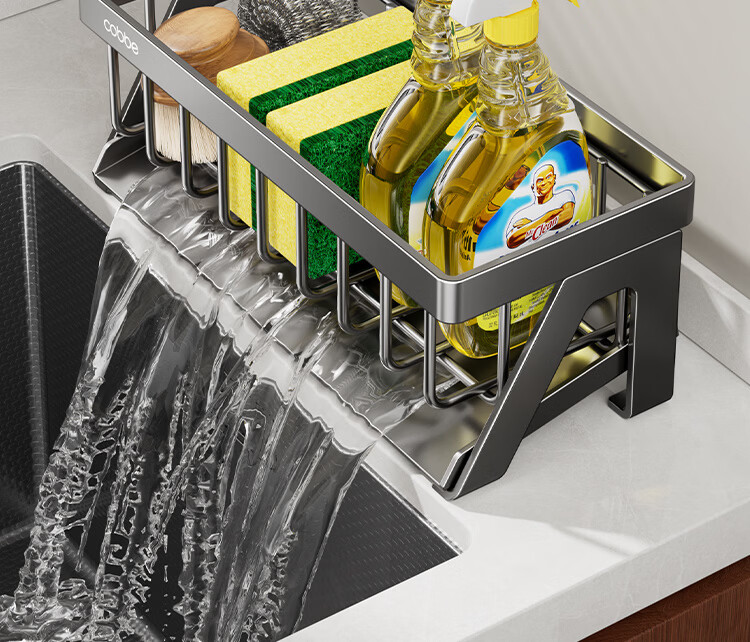 Cobbe Kitchen Storage Rack, Dishcloth Holder, Draining Rack, Countertop Wall-Mounted Sink, Dishcloth Sponge Storage Rack, Kitchen Utensils Organizer 10