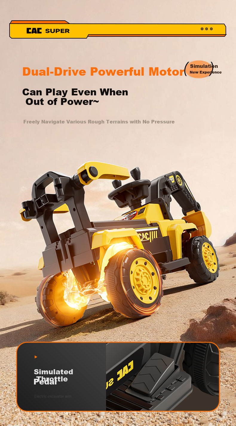 Feige Children's Excavator Electric Ride-On Vehicle for Kids Ages 1-8 Large Toy Car Fully Electric 13