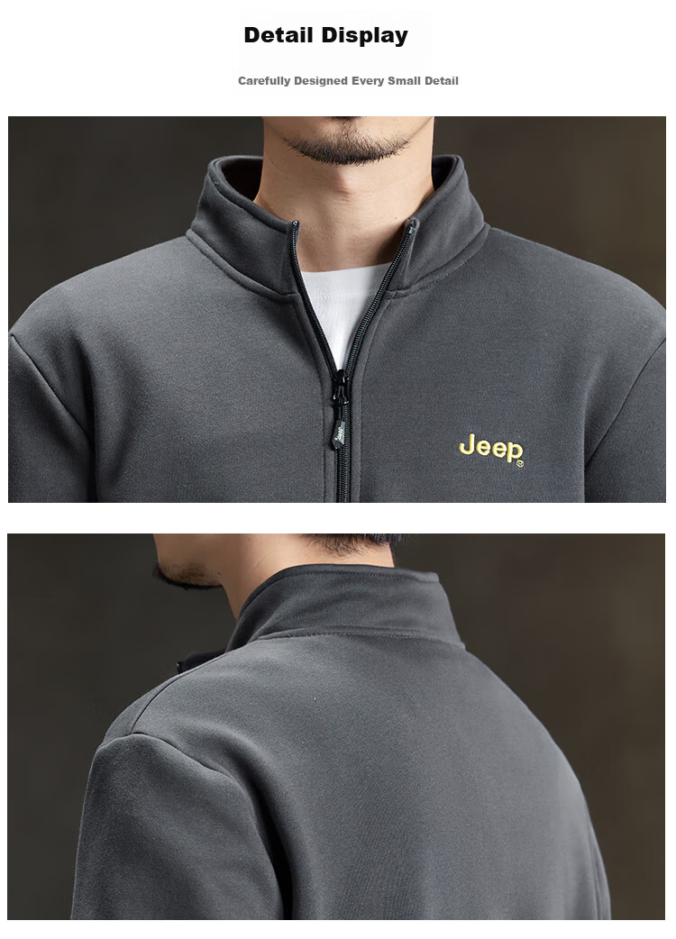 JEEP High-End Stand-Collar Sweatshirt for Men, Spring And Autumn 2026, Loose-Fitting Sports Polo Shirt with Collar, Long-Sleeve T-Shirt Top for Me 22