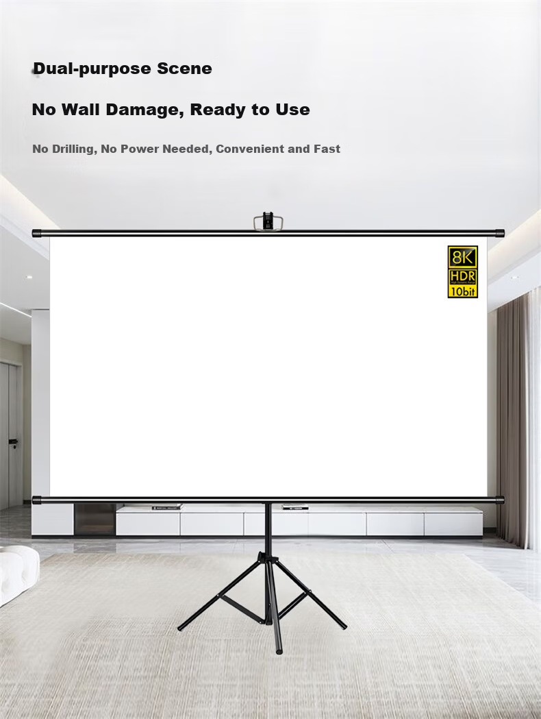 Ganyi Ultra-Clear Portable Stand Projection Screen White Light BWG84 84-inch 16:9 Compatible with All Lumen Projectors for Outdoor Camping Travel Parties 6