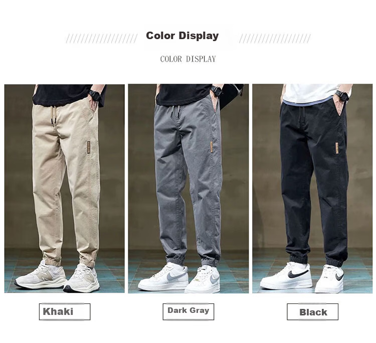 TUCANO Men's Casual Pants Spring Summer Jogger Cargo Pants Loose Trendy Sports Pants Khaki M 1