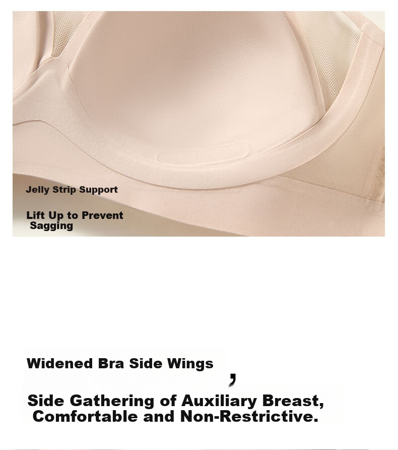 Bandgewoo Women's Large Bust Minimizing Sexy Thin Push-Up Anti-Sagging Side Support Plus Size Wireless Bra 9
