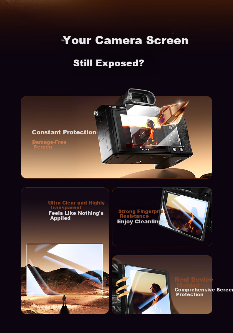 Pisen Tempered Glass Screen Protector for Sony A7M3 Camera, Anti-Scratch and Anti-Bump, High-Definition Screen Film, Mirrorless Camera Accessories, 2-Pack 2