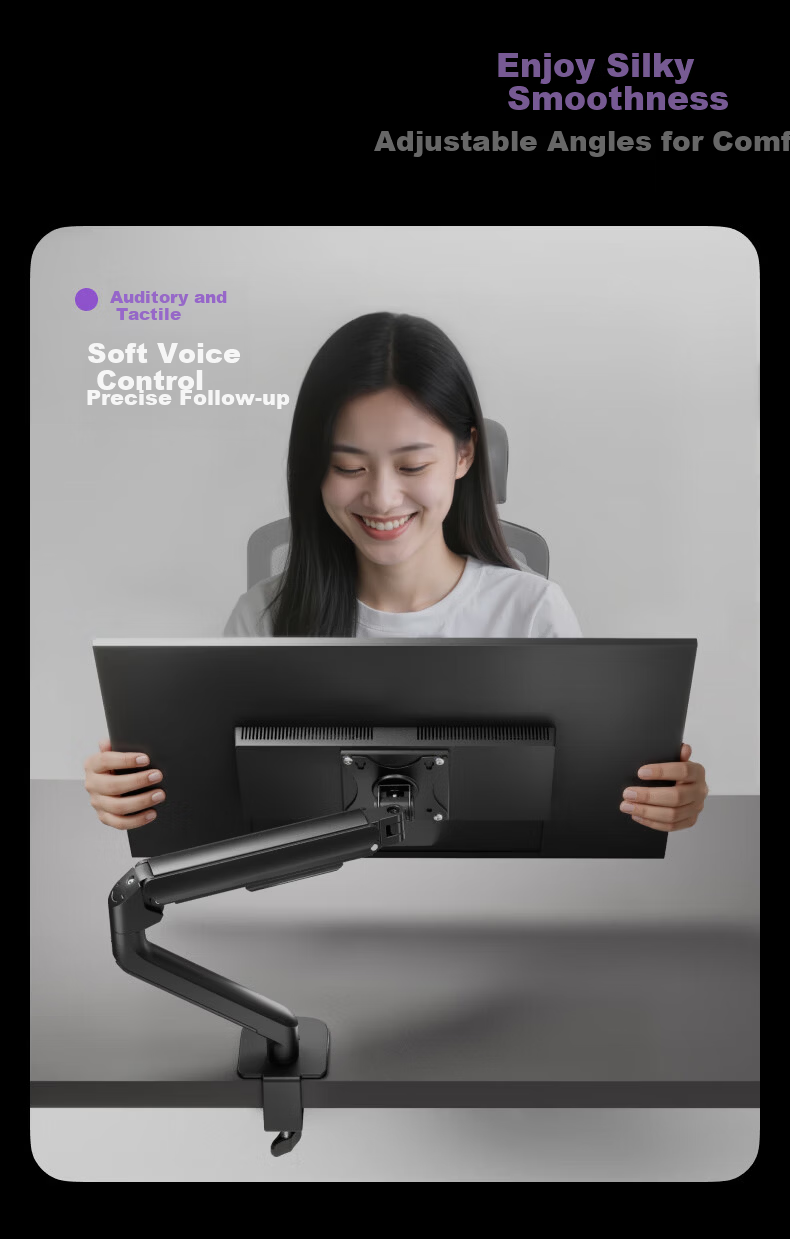 Brateck Beihu Monitor Stand Computer Desk Mount Inverted Display Arm Dormitory Floating Bracket 17-32 Inch E350pd Obsidian Black 8