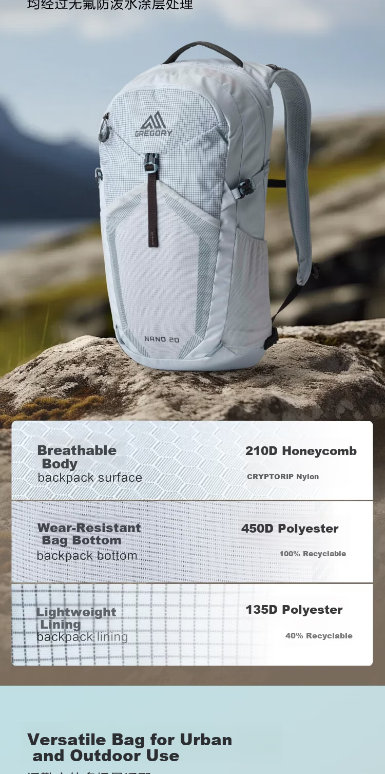 GREGORY Hummingbird NANO Outdoor Hiking Mountaineering Backpack 20/24L 43J 9
