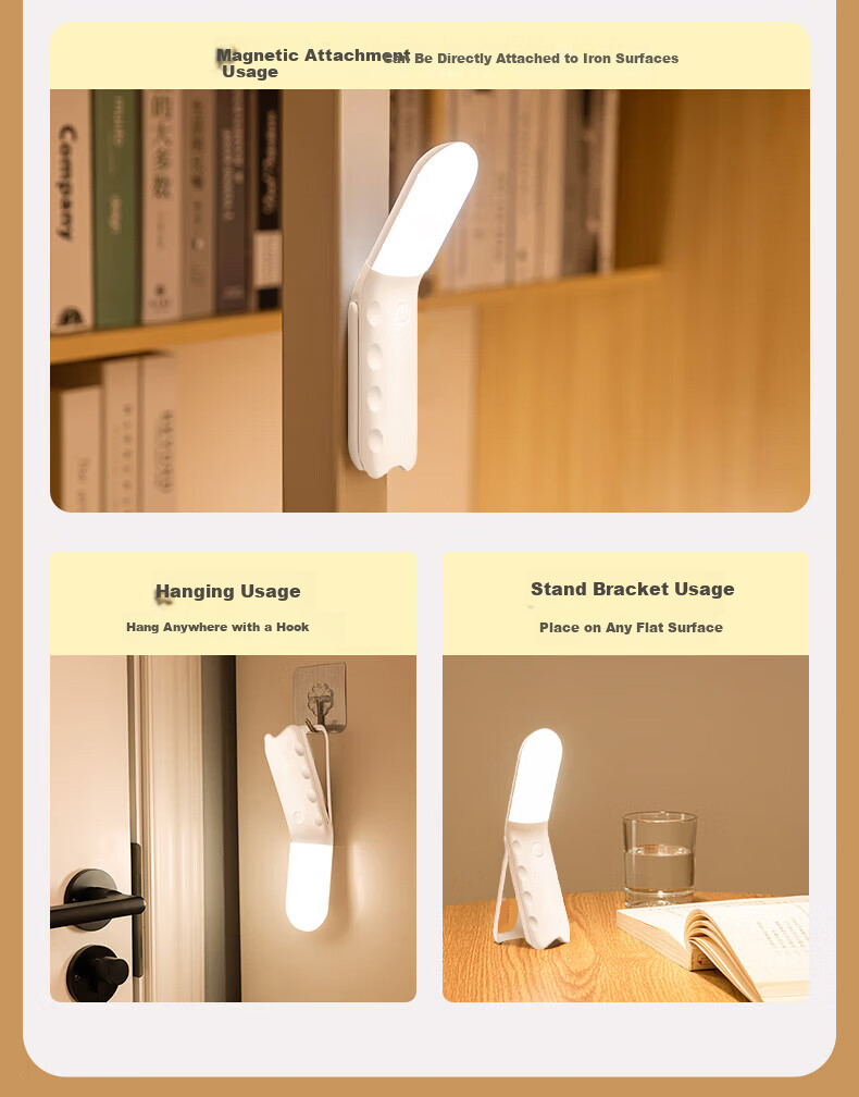 Jingqian Bedside Lamp Night Light Bedroom Sleep Nightlight Reading Desk Lamp Eye Protection Magnetic Wall-Mounted Dormitory Super Bright Study Light 12
