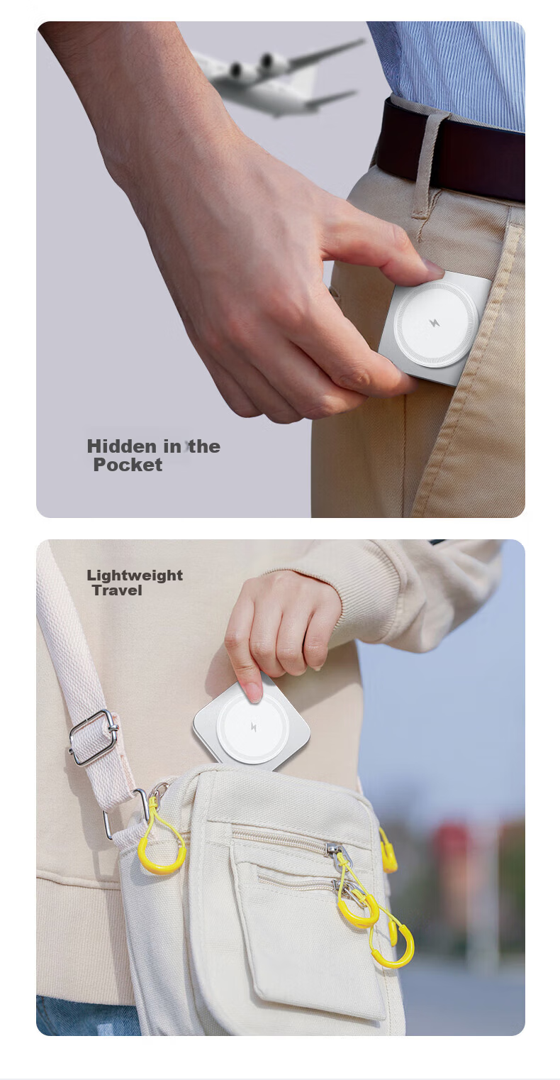 ESCASE Wireless Charger 2-in-1 Foldable Magsafe Magnetic 15W Fast Charging for Apple Watch and iPhone 16 Pro Max Huawei Mate 70 Pro Glacier Gray 5