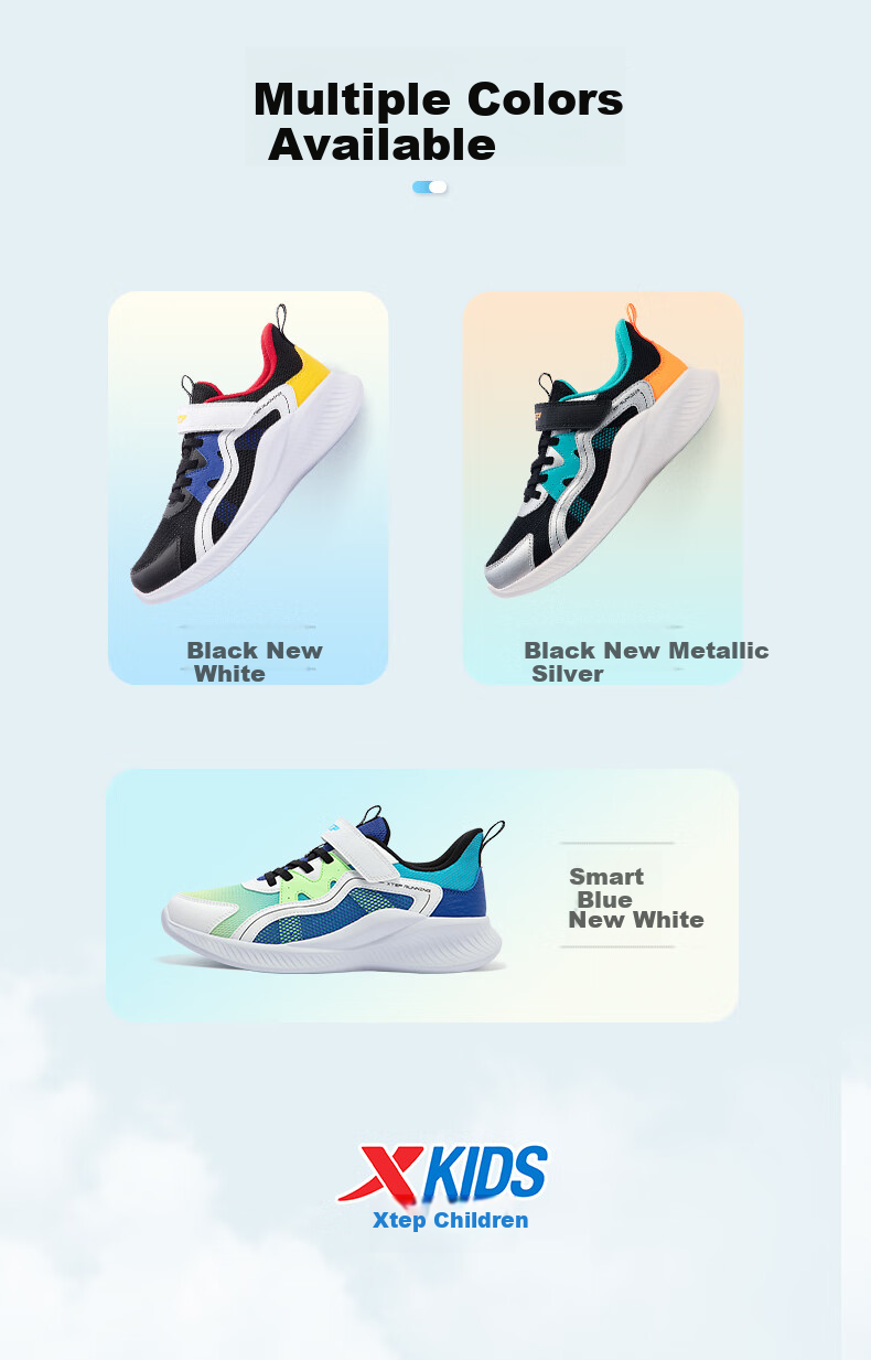 XTEP Kids Toddler Double-Layer Mesh Simple Versatile Comfortable Running Shoes Black/New White Size 28 7
