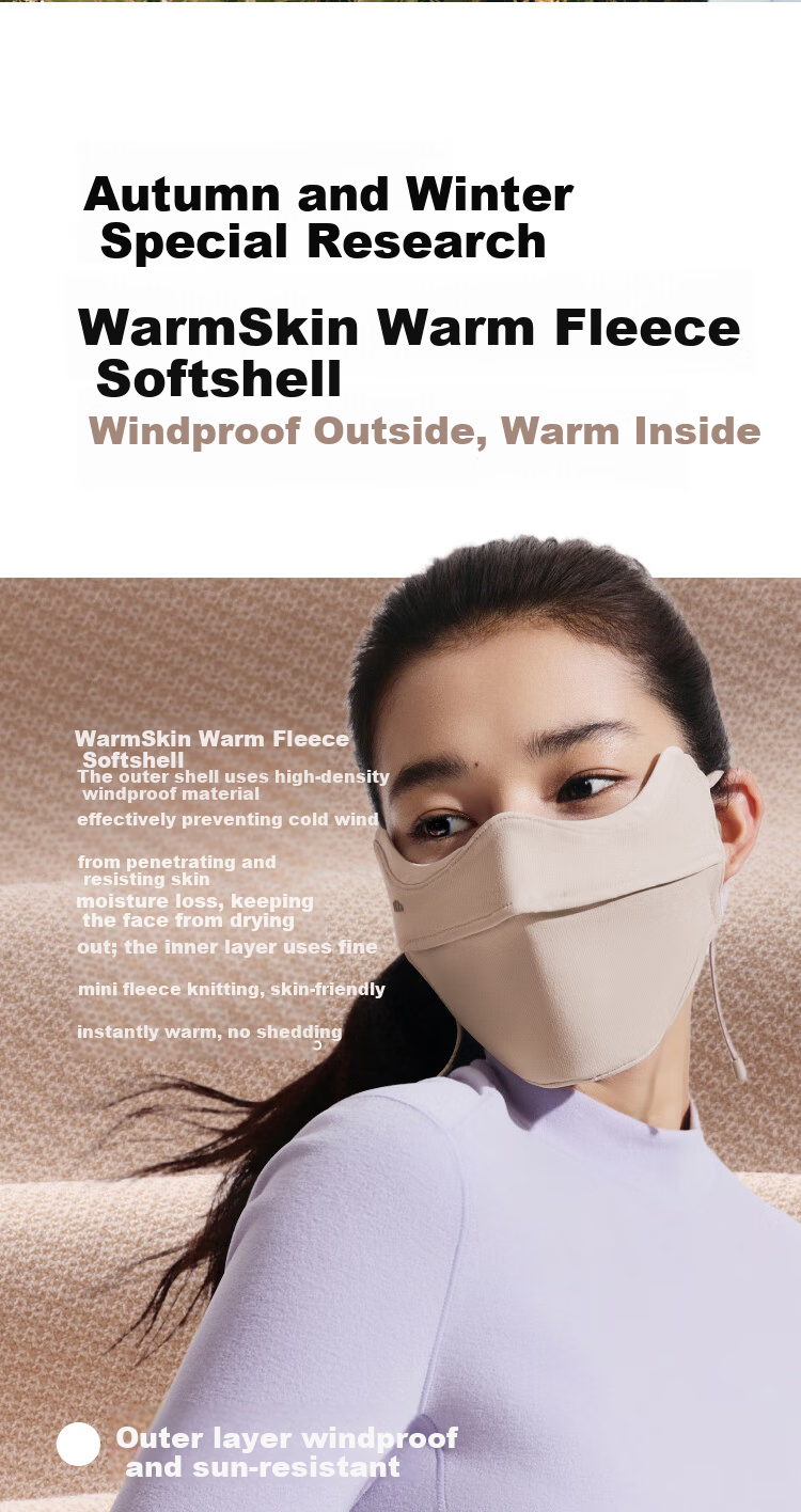 Beneunder Winter Men's Cold-Resistant Warm Mask Cycling Windproof Face Mask Women's Sun Protection High-Quality Fleece Warm Mask 3