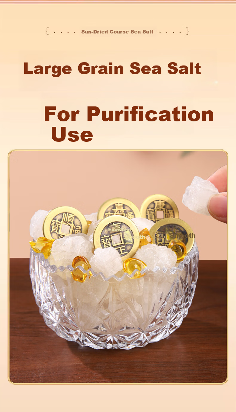 BinYue Coarse Sea Salt Purification Large Grain Sea Salt Ornament True Sea Salt Purification Demagnetization Bowl Ornament Housewarming Wedding Moving Bathroom 3