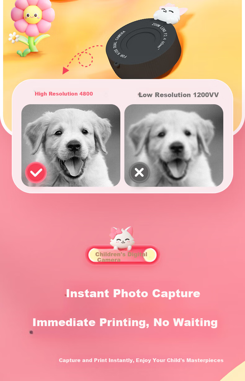 Mengduofu Kids Instant Print Camera Colorful Camera Toy Birthday Gift for Girls Students Age 8-12 8