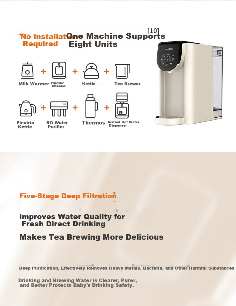 Joyoung Desktop Water Purifier Ice Maker Instant Heating and Cooling No Installation Rich Strontium Mineralized Water Home Desktop Water Dispenser RH322(C) 3