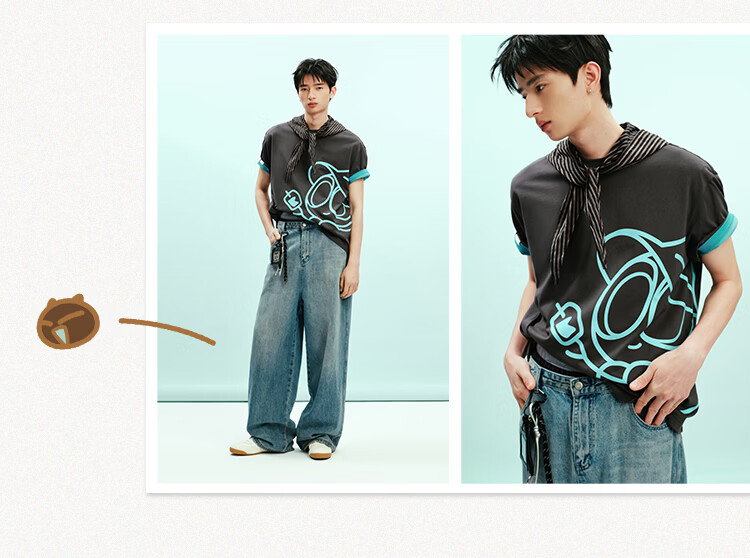 Semir Luo Xiaohei Short Sleeve T-Shirt Men Summer Collaboration Printed Knitwear 2026 Trendy Comfortable Top 109326100232 2