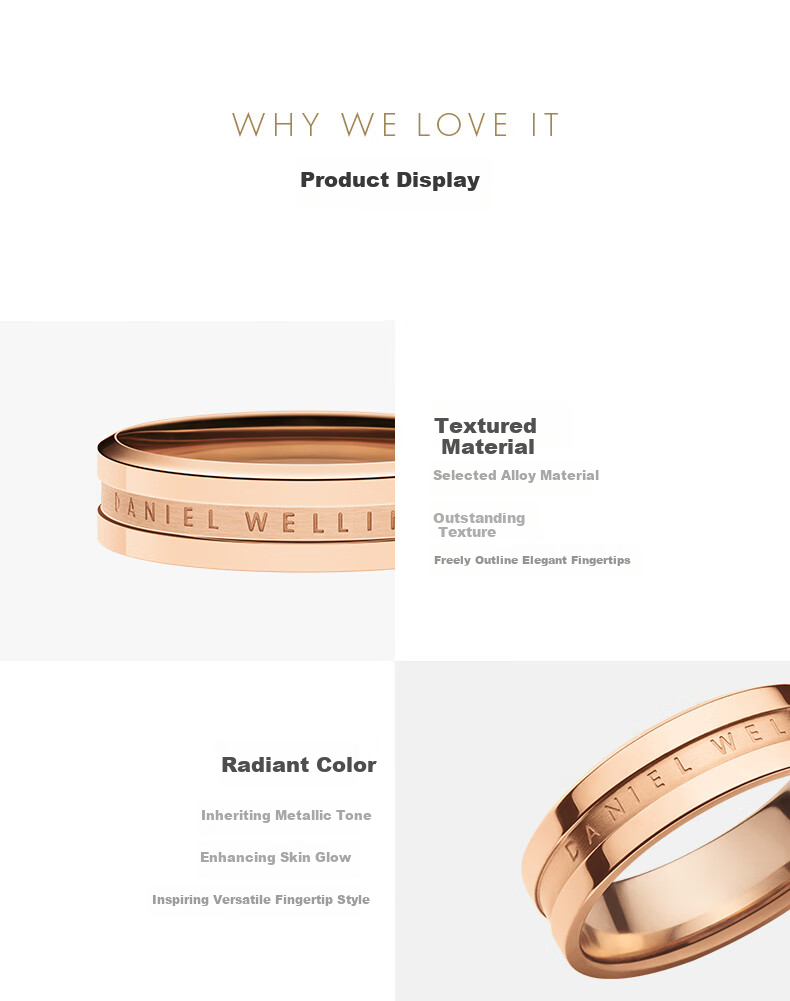 DanielWellington DW Ring for Men, Elegant Couple Rings Rose Gold Size 68 DW098 Birthday Gift for Me 7