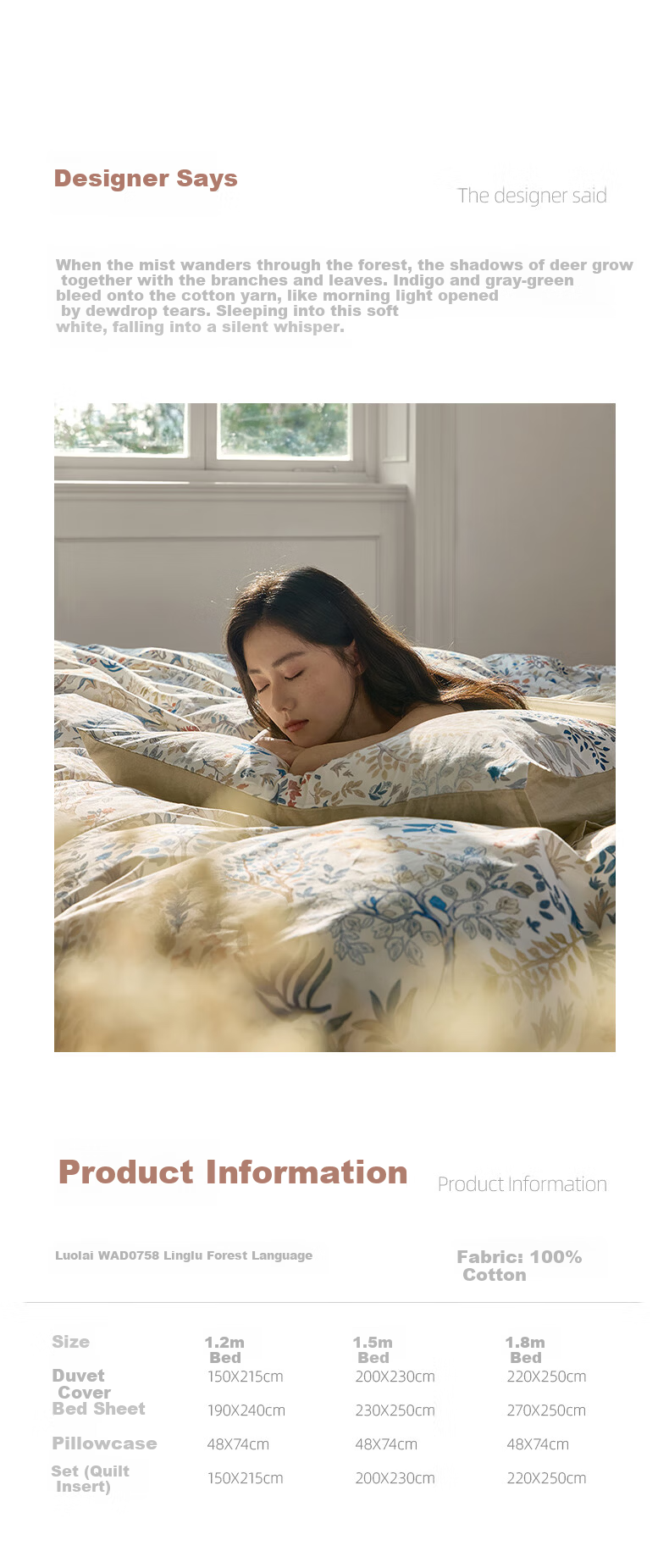 LUOLAI Home Textiles, 100% Pure Cotton Bedding Set of Three Pieces, Floral Pattern, All-Cotton Duvet Cover, Bedsheet, Quilt, Bedding, Blue, 150*215 2