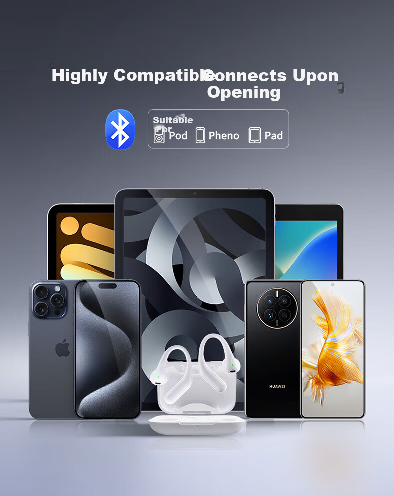 Jinyun Berlin Voice Bluetooth Earbuds Apple Bone Conduction Concept True Wireless Ear-Hook Semi-In-Ear Sports Running Call Long Battery Life Air8 10
