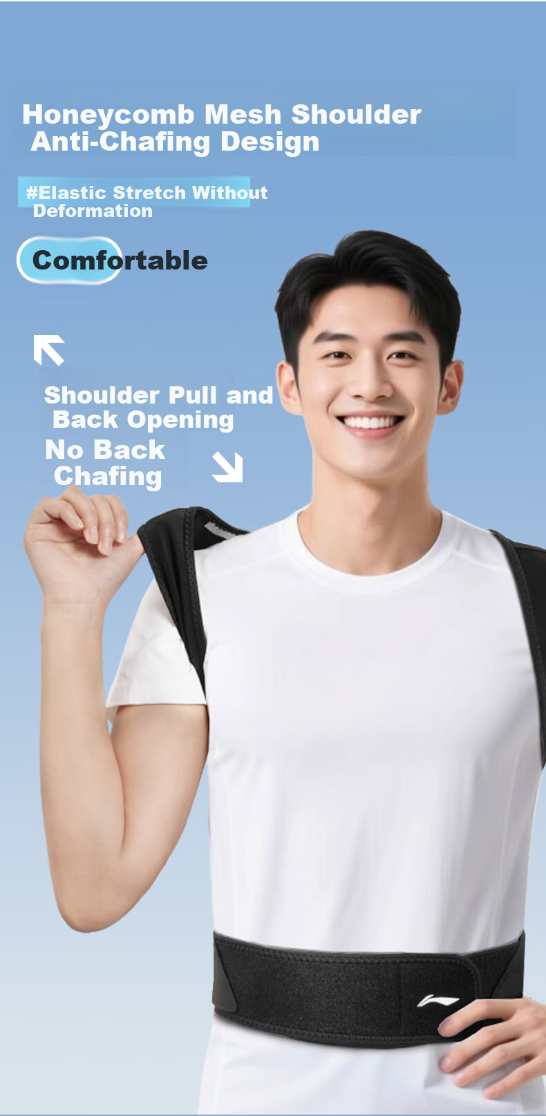LI-NING Adult Hunchback Corrector Shoulder Posture Brace Unisex Back Posture Support Spine Scoliosis Correction Device 7