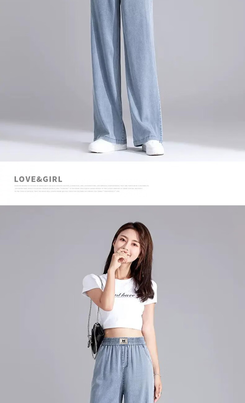 Langsha Women's Straight-Leg Jeans Summer Thin High-Waist Tencel Cool Pants 2026 New Retro Wide-Leg Petite 15