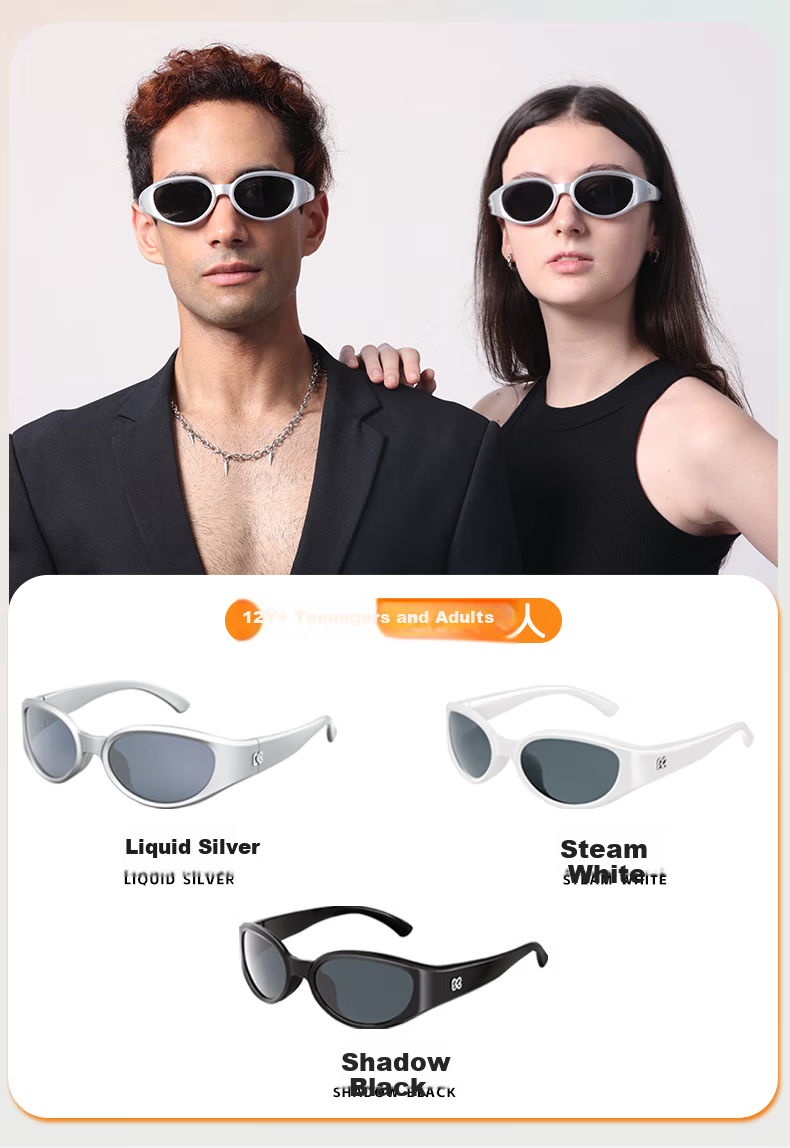 Kigo 2025 New Headband Polarized Kids Sunglasses Liquid Silver for Boys and Girls Age 6-12 21