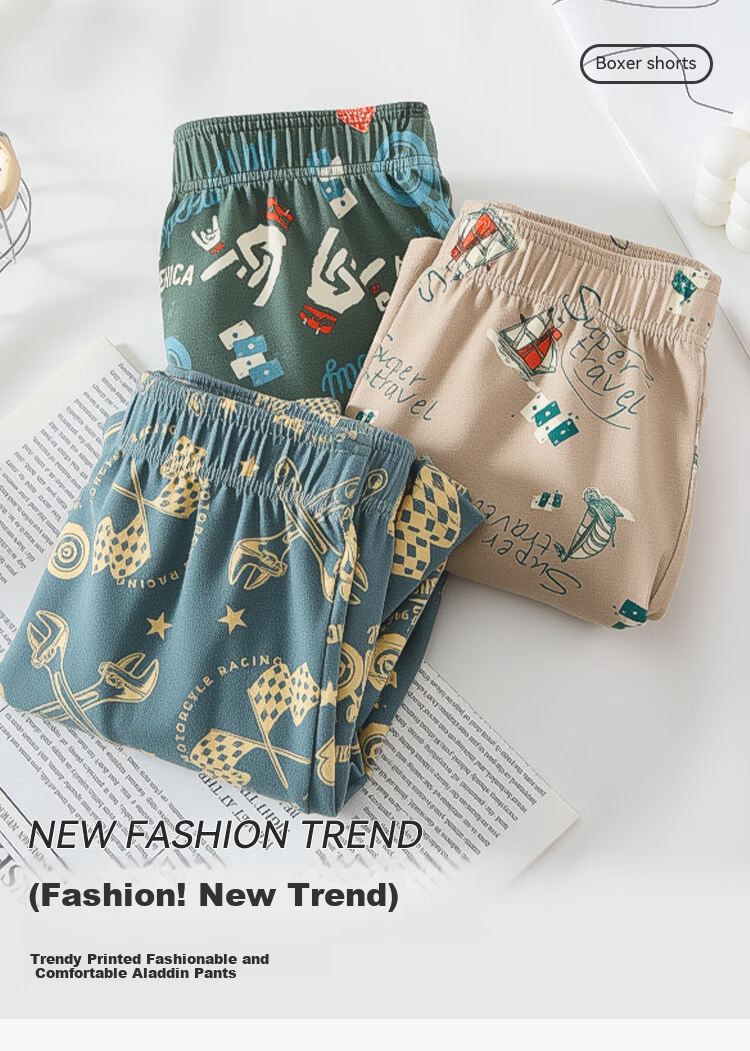 Yiershuang Men's Underwear Large Size Loose Cotton Boxer Shorts Home Sleepwear 4