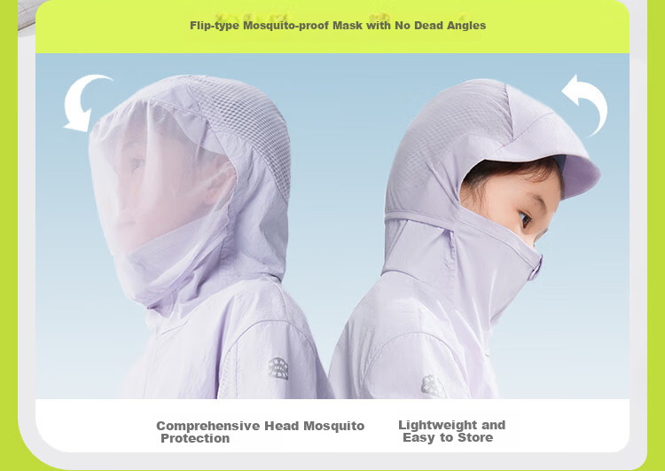 Beneunder Children's Mosquito-Repellent Clothing, Sun Protection Clothing, Sun Protection Jacket for Boys And Girls, MR49224, Wild Green - Light Goose Yellow, Size 110 11