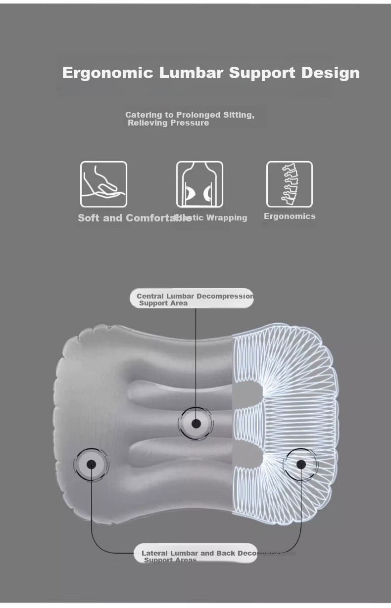Etravel Inflatable Travel Neck Pillow Lumbar Cushion Portable Seat Cushion Waist Support Outdoor Airplane Pillow Peacock Blue 3