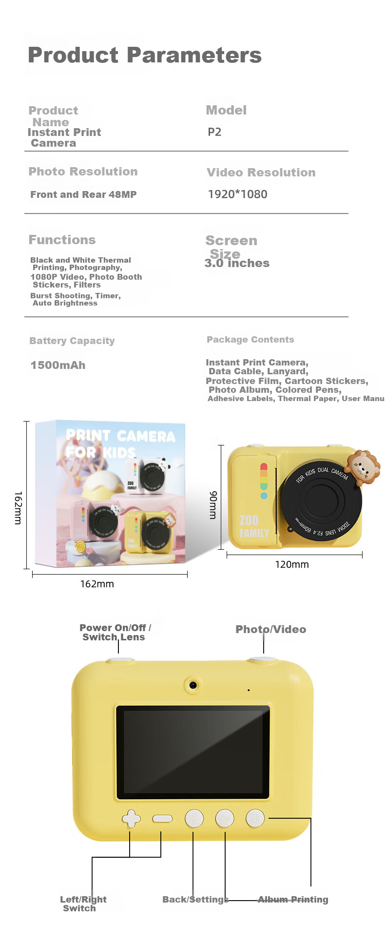 Carlbaby Instant Print Kids Camera for Children Ages 7-14 Toy Birthday Gift for Boys and Girls 11