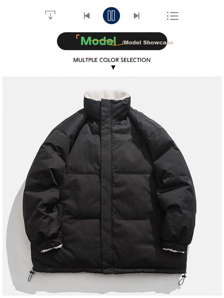 Miiow Men's Autumn Winter Lamb Wool Reversible Padded Jacket Trendy Brand Warm Cotton Coat Khaki S 5