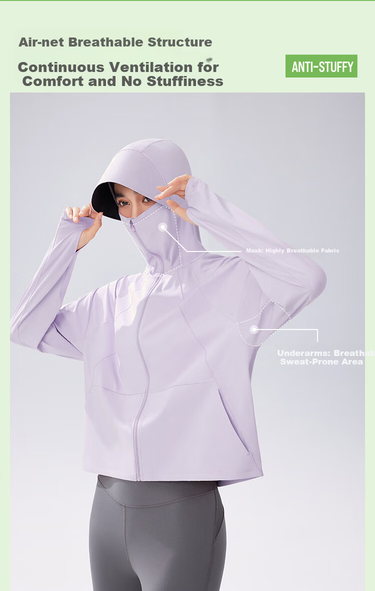 Beneunder Women's Sunscreen Jacket UV Protection Summer Breathable Ice Thin Cool Shawl Coat Blue M Size 13