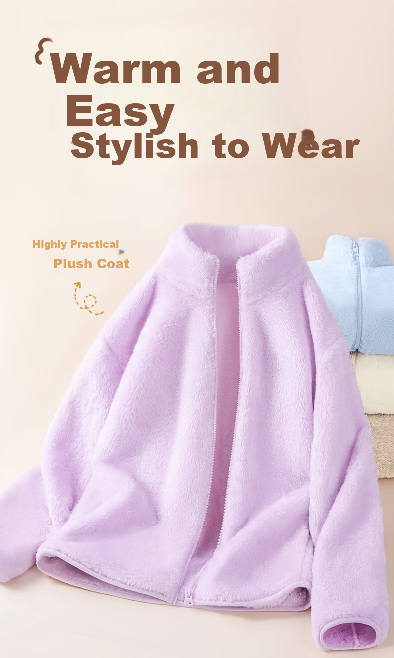 Jeanswest Women's Double-Sided Fleece Jacket Autumn Winter 2025 New Warm Coral Fleece Lined Thickened Coat 2
