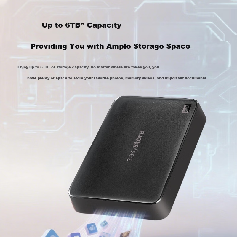 Western Digital easystore 2TB Portable External Hard Drive USB 3.0 2.5-inch Mechanical HDD Laptop Backup Large Capacity Home Storage