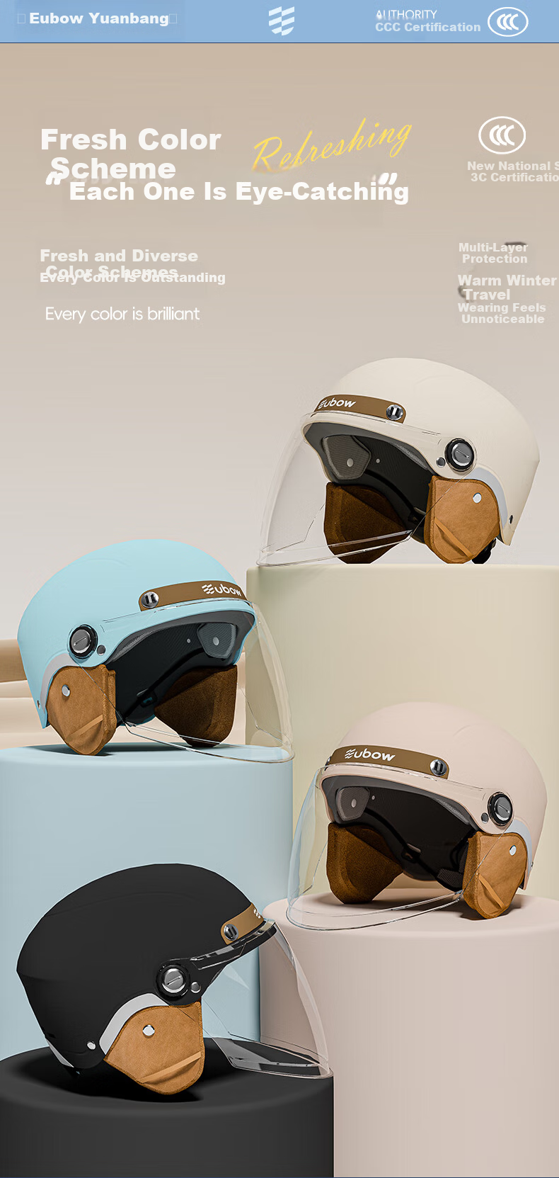 YUANBANG Helmet Electric Vehicle 3C Certified New National Standard Class A Electric Bike Half Helmet Unisex Summer Safety Cap All-Season Universal 13